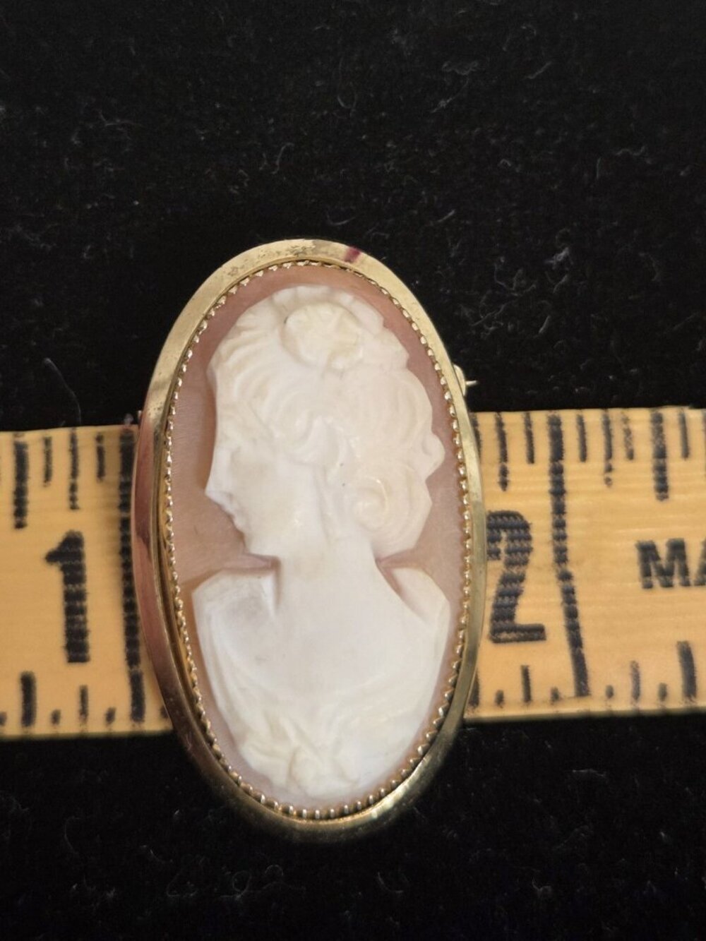 Vtg Catamore Shell Cameo Brooch 12K Gold Filled Hand Carved 1/20 12K GF Pin - Picture 11 of 12